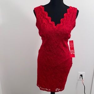 Lacey Red Dress with Small Back Opening